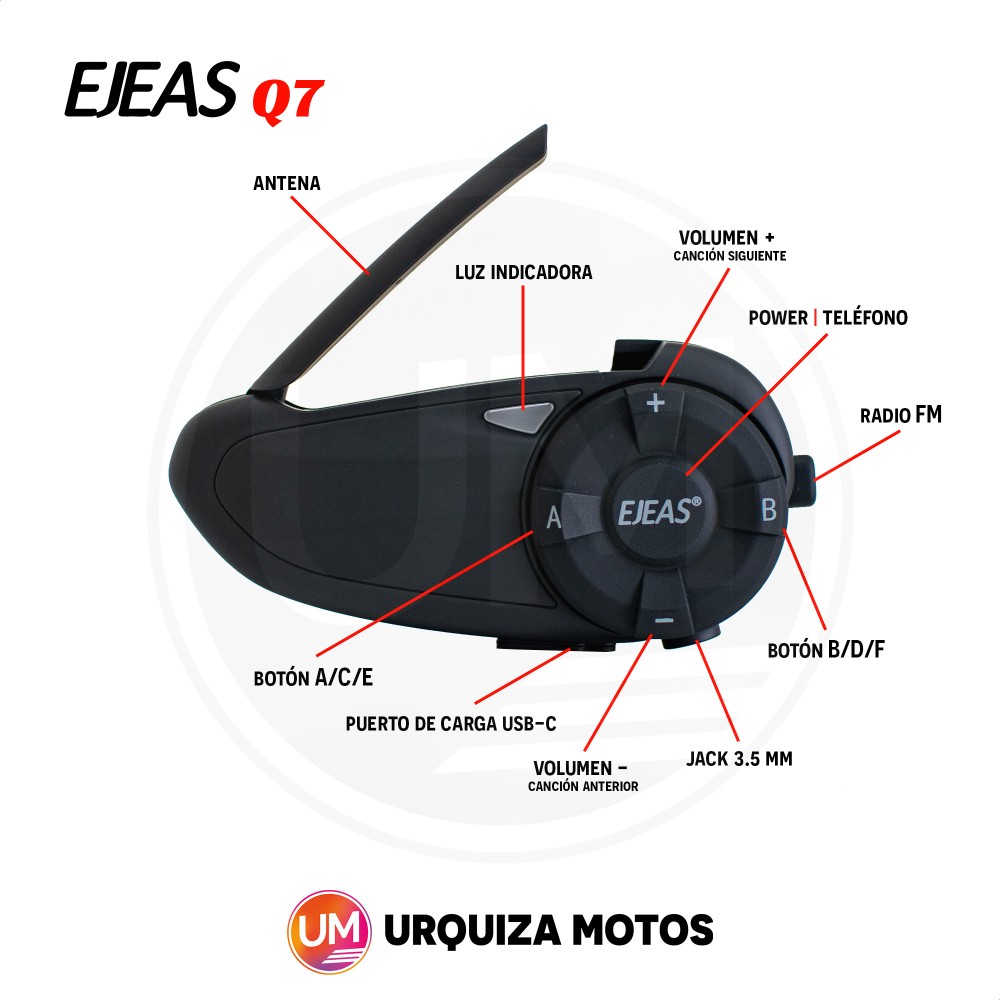 Bluetooth Ejeas Q7 Moto Casco Urquiza Motos