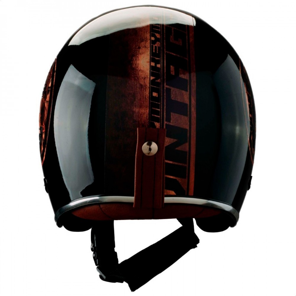 Casco Abierto Para Moto Vertigo Vintage Monkey Retro Negro Um Talle Xs