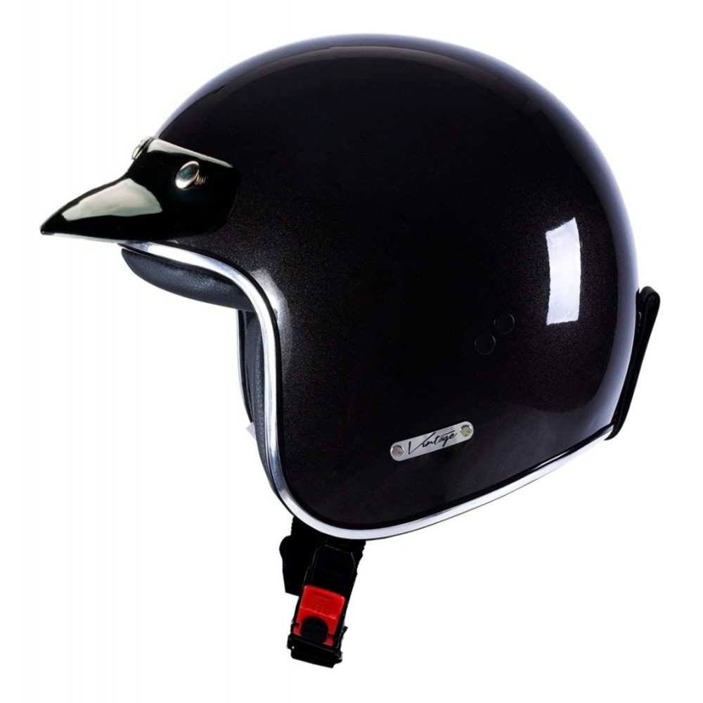 Casco Abierto Para Moto Vertigo Vintage History Negro Brillo Um