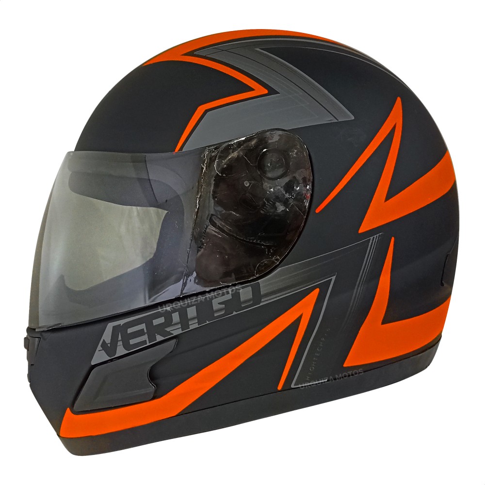 Casco para Moto Vertigo HK7 Bolt - Negro Naranja Mate XL